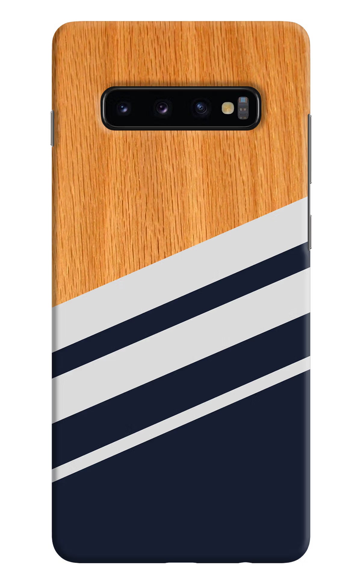 Blue and white wooden Samsung S10 Plus Hard Case Back Cover by Casekaro