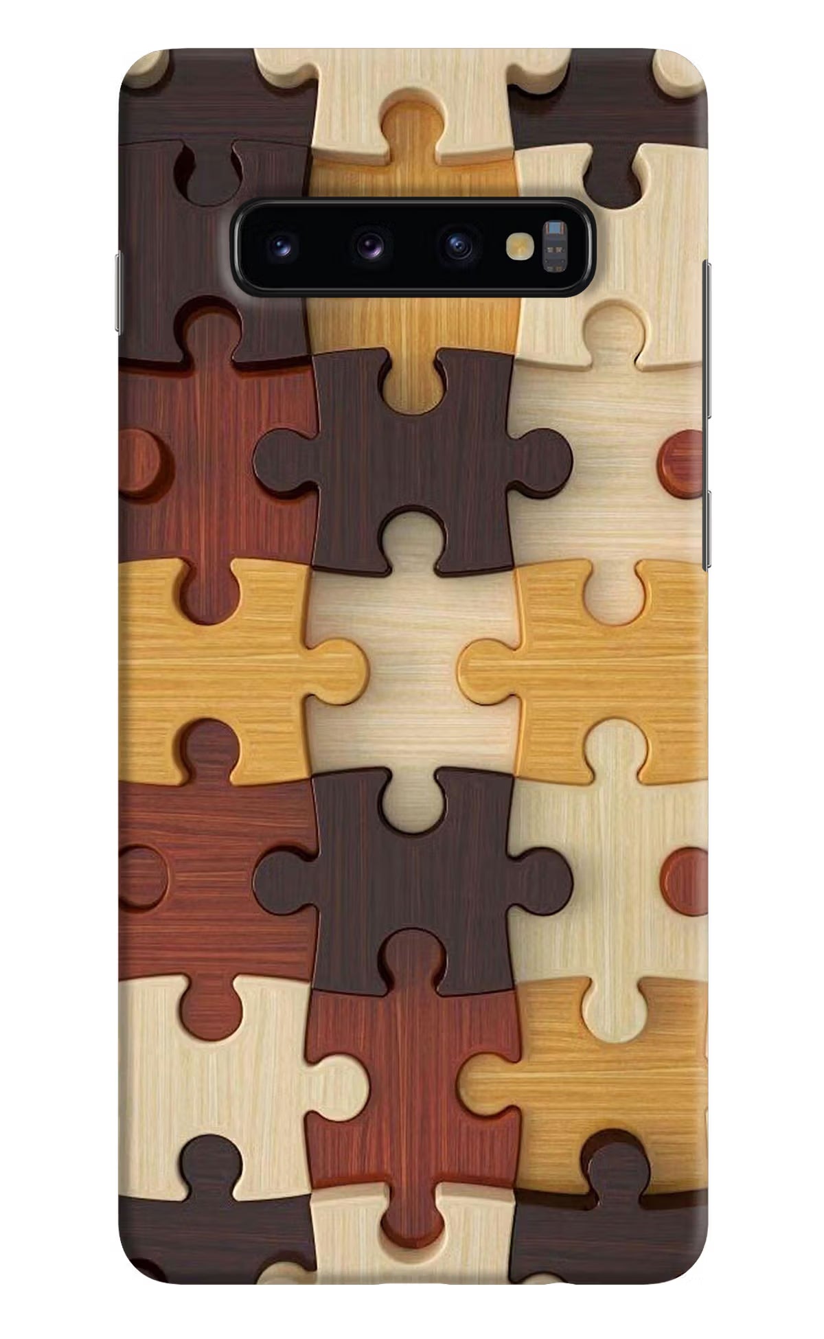 Wooden Puzzle Samsung S10 Plus Hard Case Back Cover by Casekaro