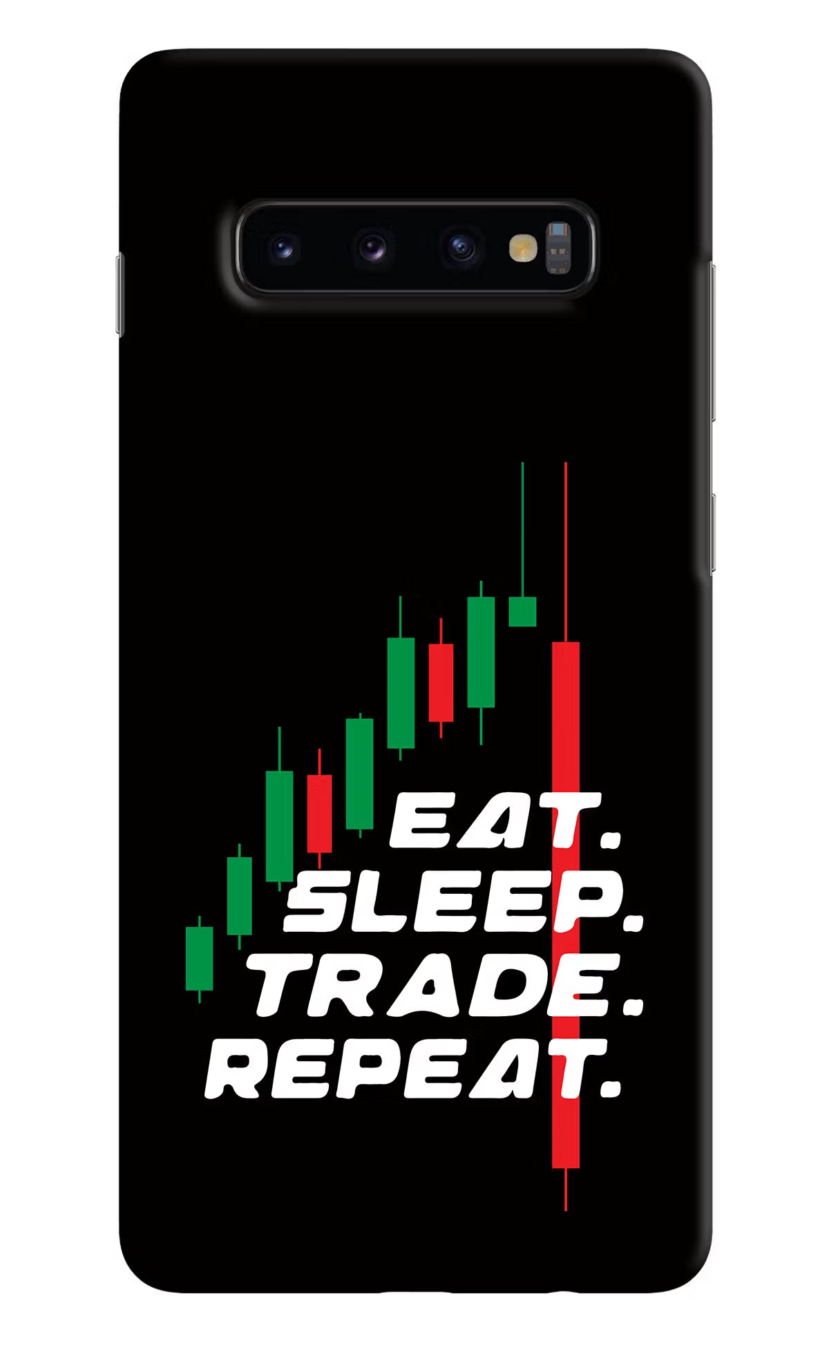 Eat Sleep Trade Repeat Samsung S10 Plus Hard Case Back Cover by Casekaro