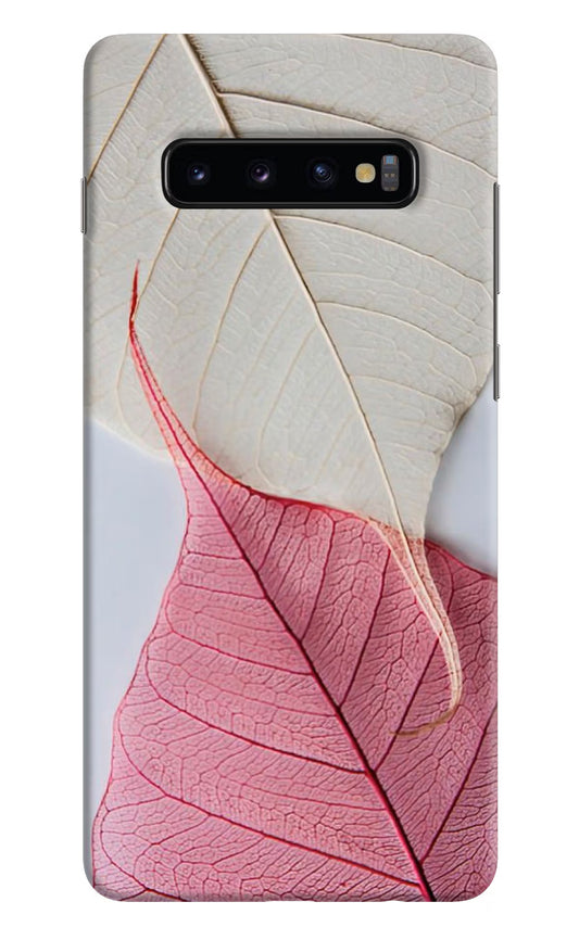 White Pink Leaf Samsung S10 Plus Hard Case Back Cover by Casekaro