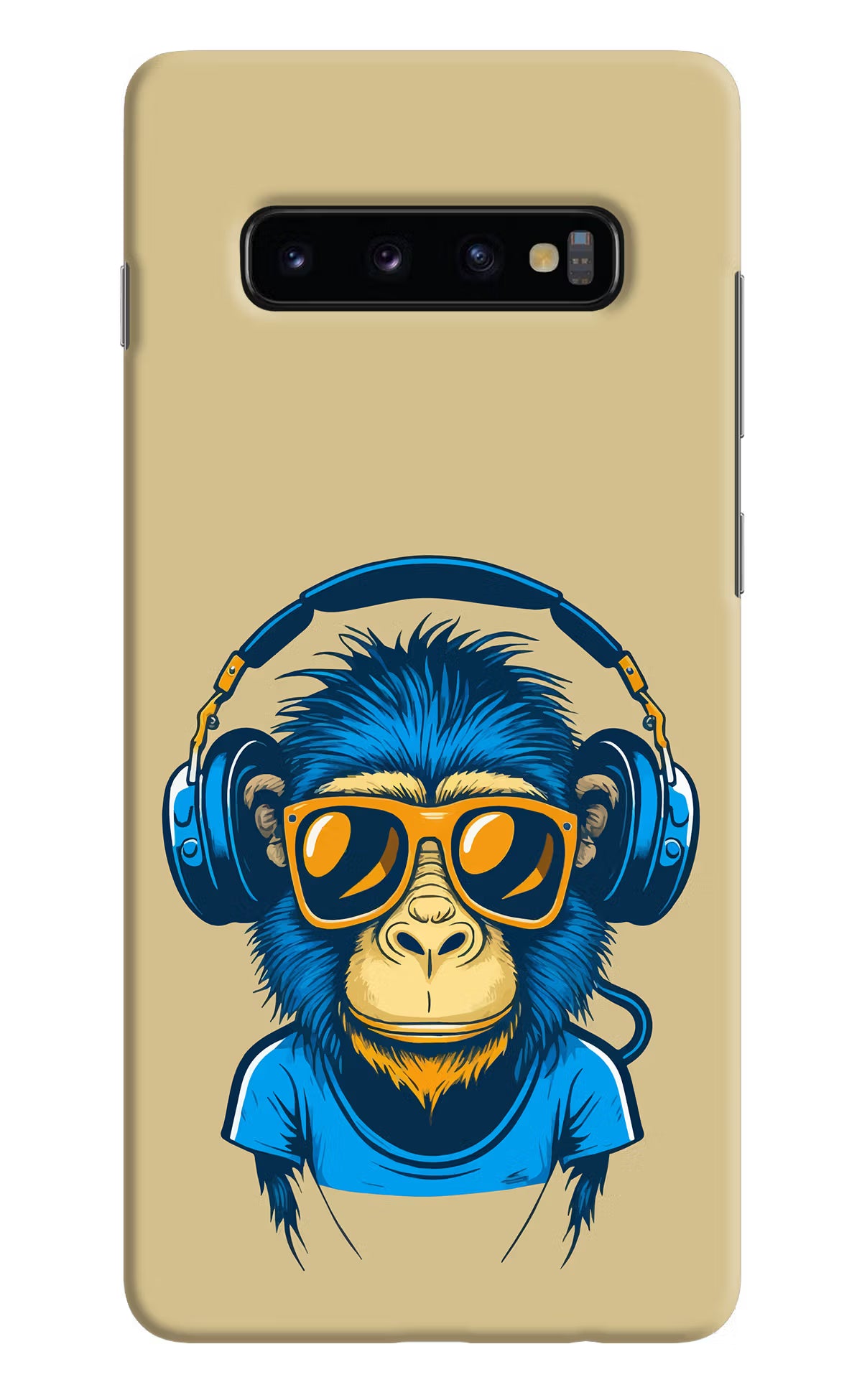 Monkey Headphone Samsung S10 Plus Hard Case Back Cover by Casekaro