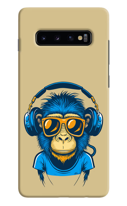 Monkey Headphone Samsung S10 Plus Hard Case Back Cover by Casekaro