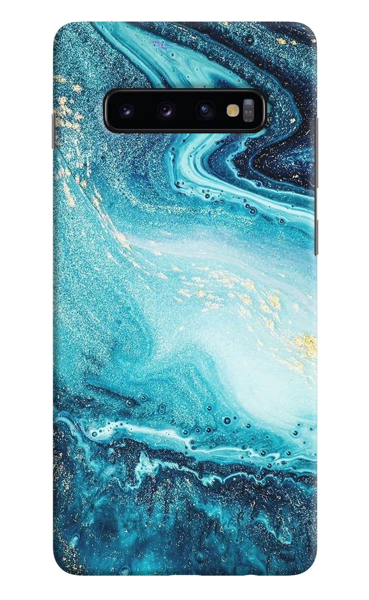 Blue Glitter Marble Samsung S10 Plus Hard Case Back Cover by Casekaro
