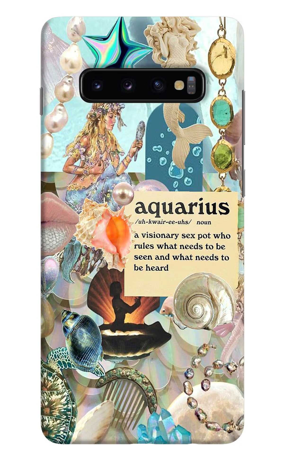 Aquarius Zodiac Samsung S10 Plus Hard Case Back Cover by Casekaro
