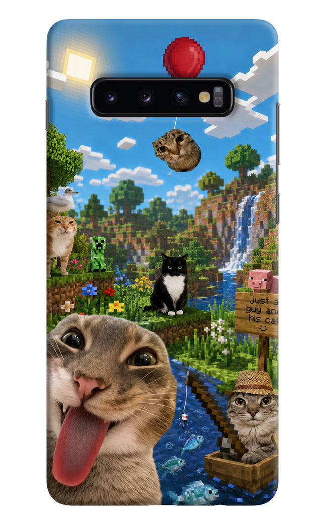 Minecraft Cat Chaos Samsung S10 Plus Hard Case Back Cover by Casekaro