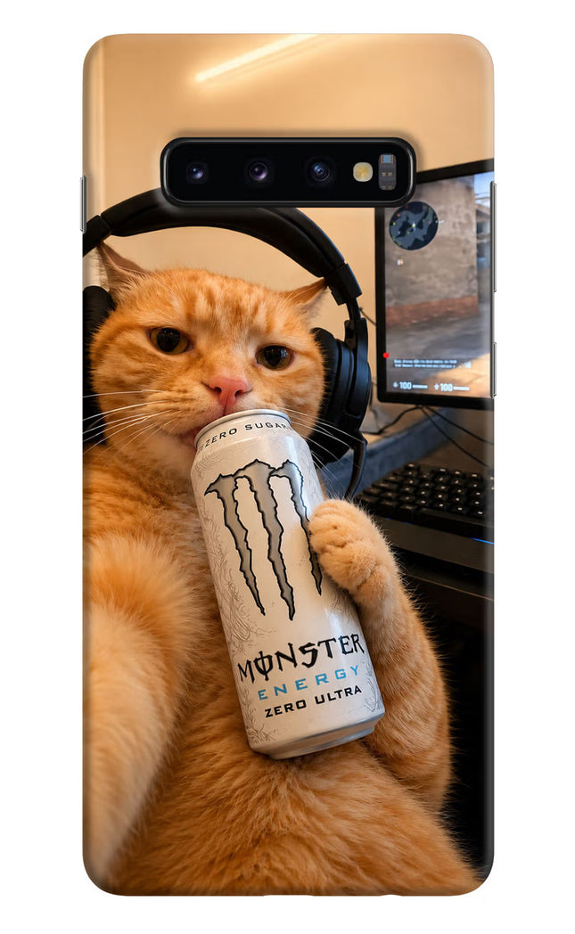 Gamer Cat Energy Samsung S10 Plus Hard Case Back Cover by Casekaro