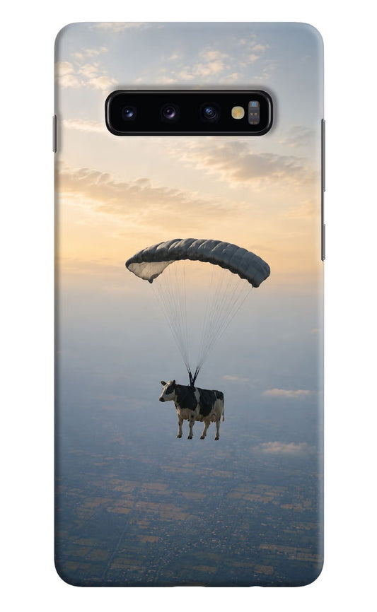 Skydiving Cow Samsung S10 Plus Hard Case Back Cover by Casekaro