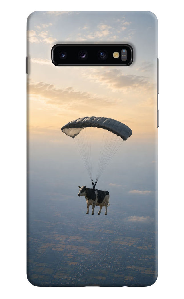 Skydiving Cow Samsung S10 Plus Hard Case Back Cover by Casekaro