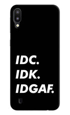 Idc Idk Idgaf Samsung M10 Hard Case Back Cover by Casekaro