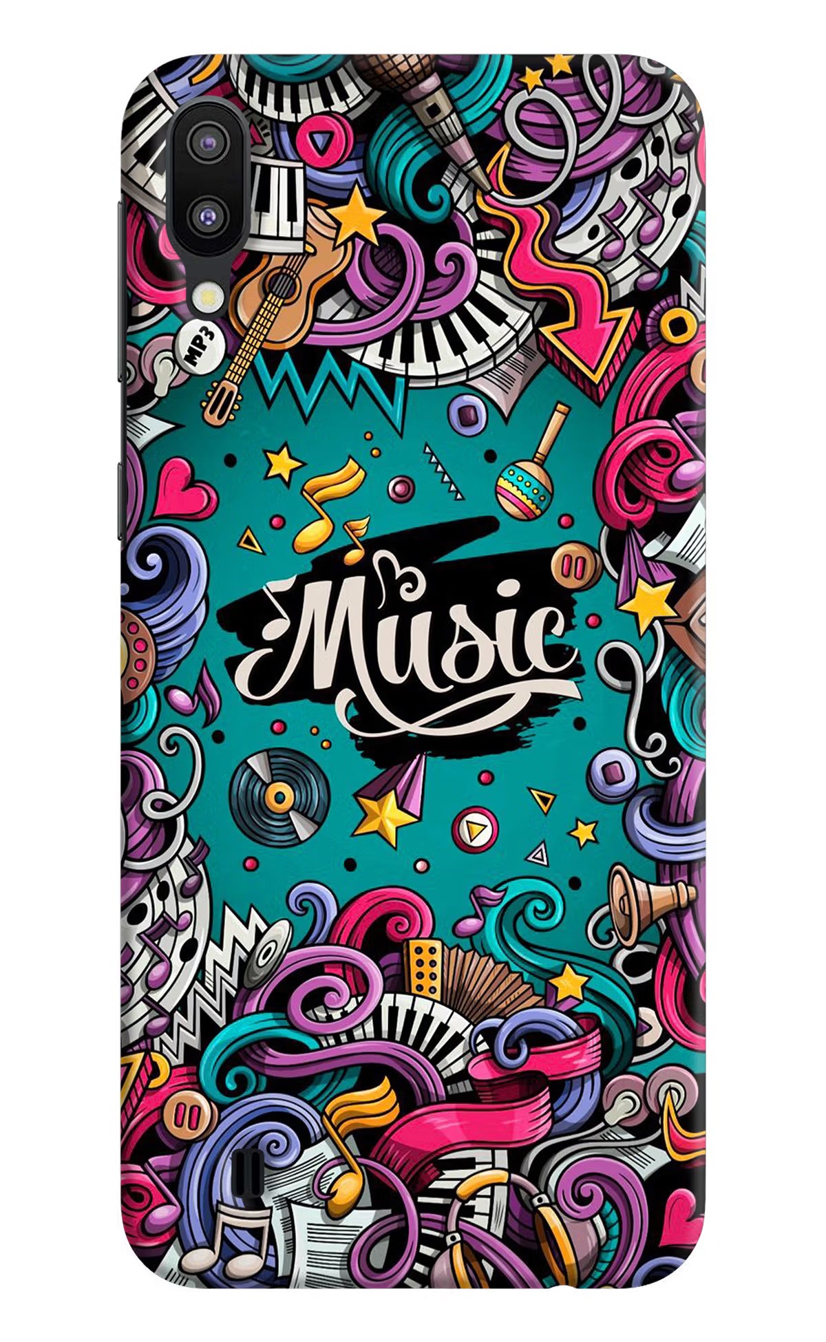 Music Graffiti Samsung M10 Hard Case Back Cover by Casekaro