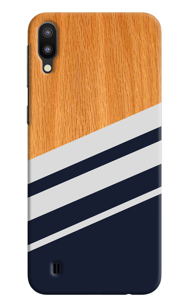 Blue and white wooden Samsung M10 Hard Case Back Cover by Casekaro