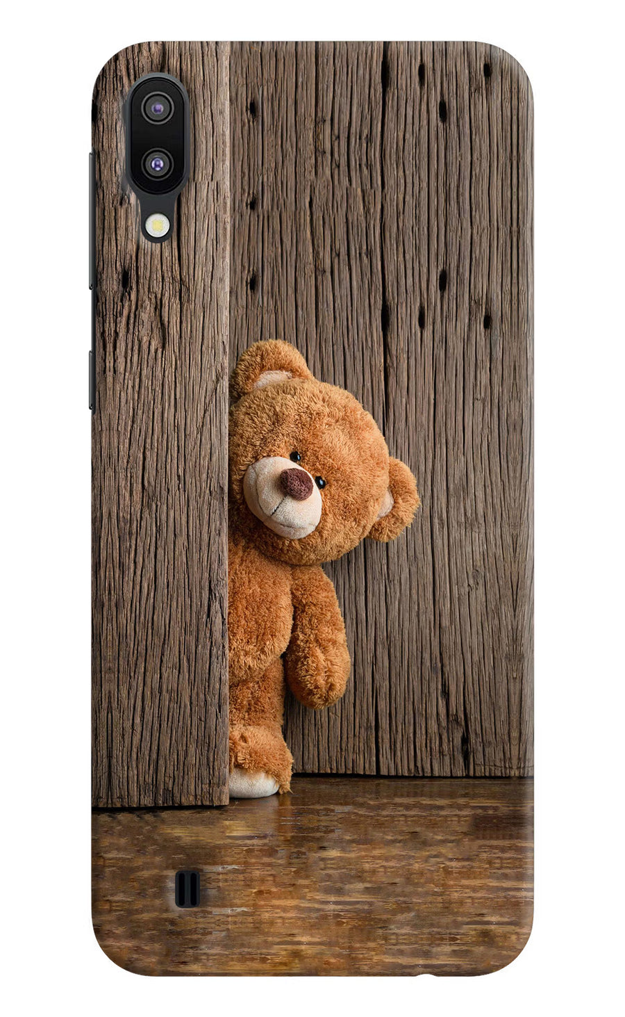 Teddy Wooden Samsung M10 Back Cover, Hard case