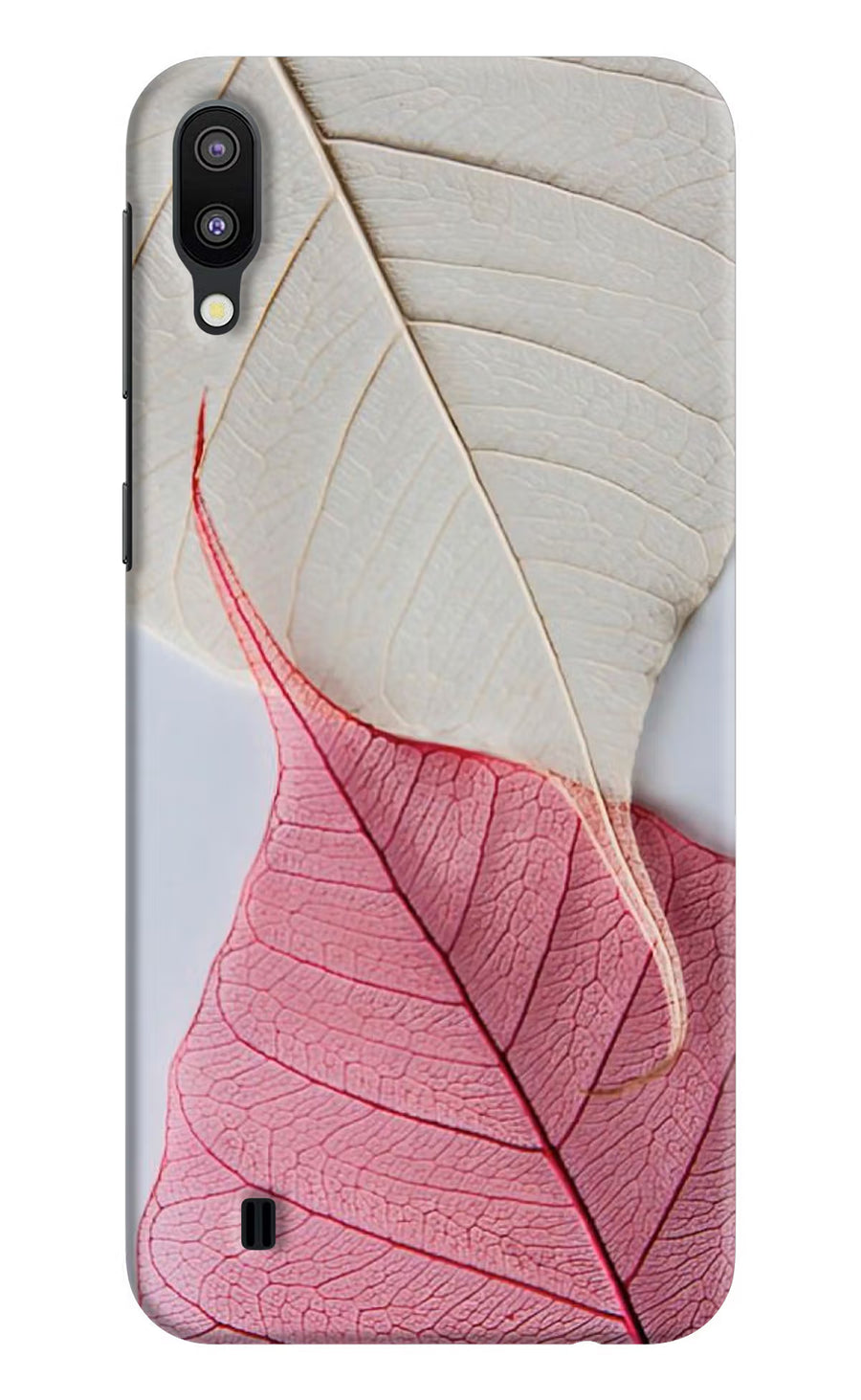 White Pink Leaf Samsung M10 Back Cover, Hard case