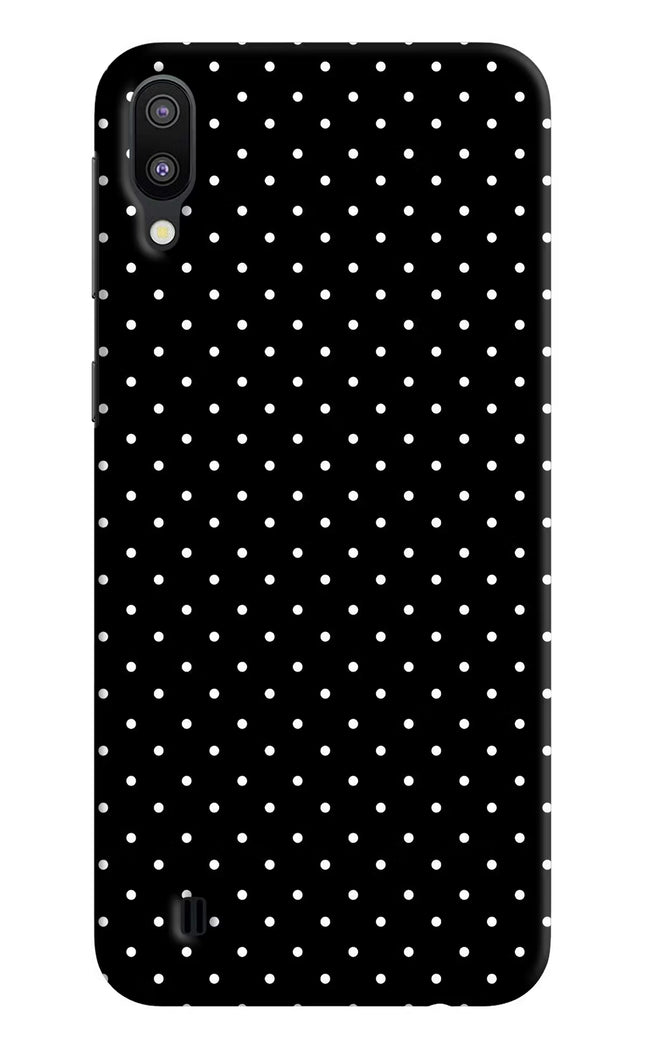 White Dots Samsung M10 Hard Case Back Cover by Casekaro