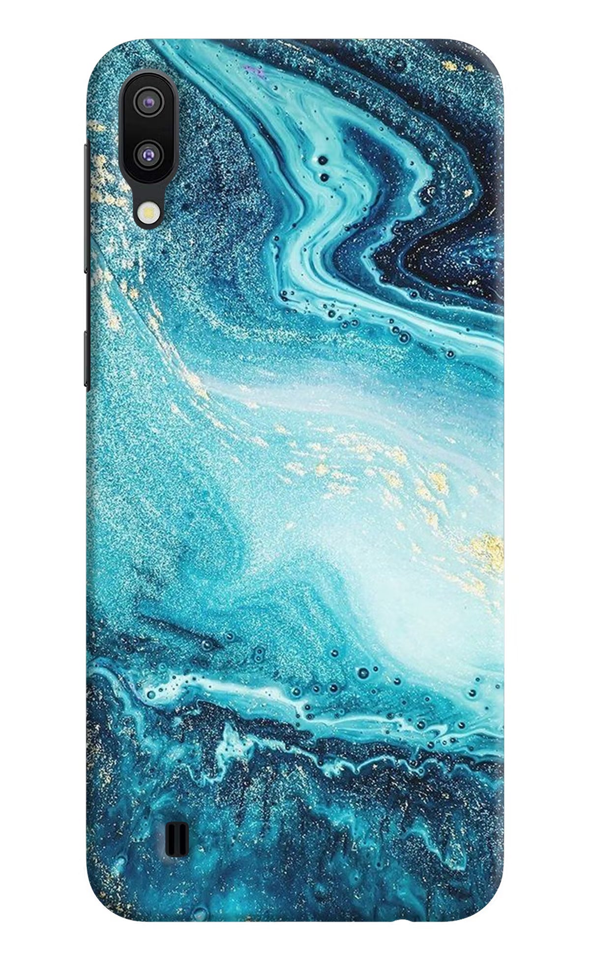 Blue Glitter Marble Samsung M10 Hard Case Back Cover by Casekaro