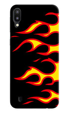 Side Sweep Flames Samsung M10 Hard Case Back Cover by Casekaro