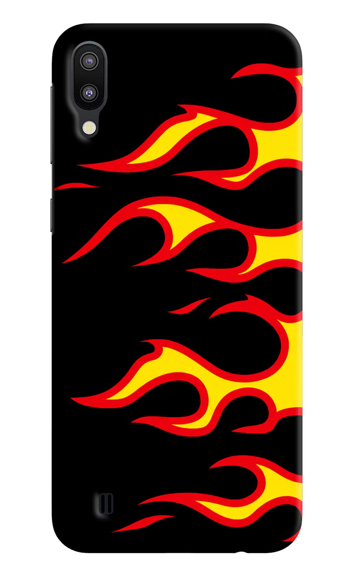 Side Sweep Flames Samsung M10 Hard Case Back Cover by Casekaro