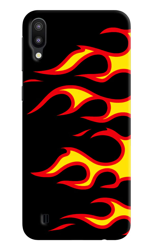 Side Sweep Flames Samsung M10 Hard Case Back Cover by Casekaro