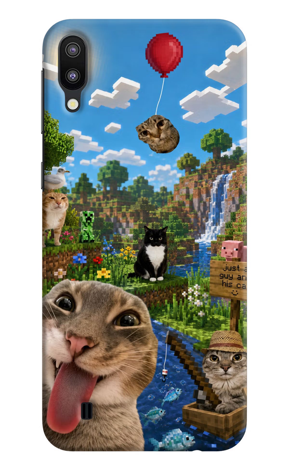 Minecraft Cat Chaos Samsung M10 Back Cover