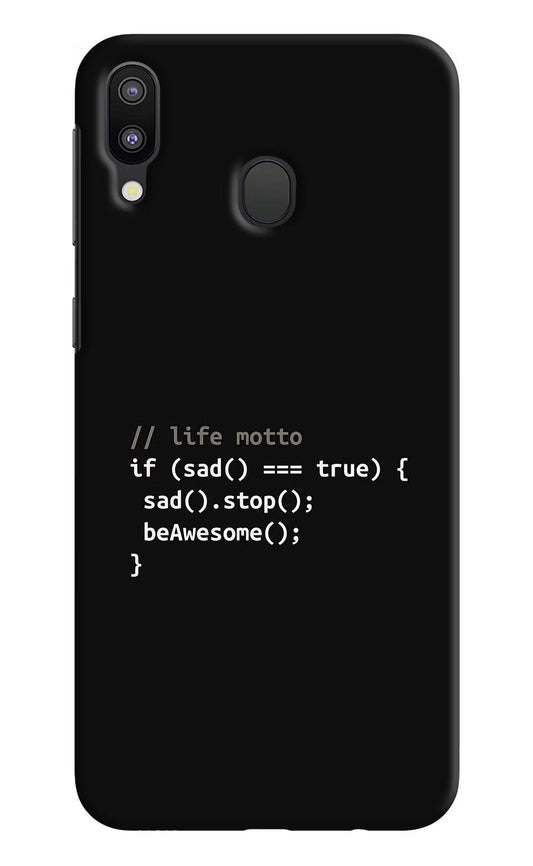 Life Motto Code Samsung M20 Hard Case Back Cover by Casekaro