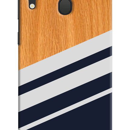 Blue and white wooden Samsung M20 Hard Case Back Cover by Casekaro