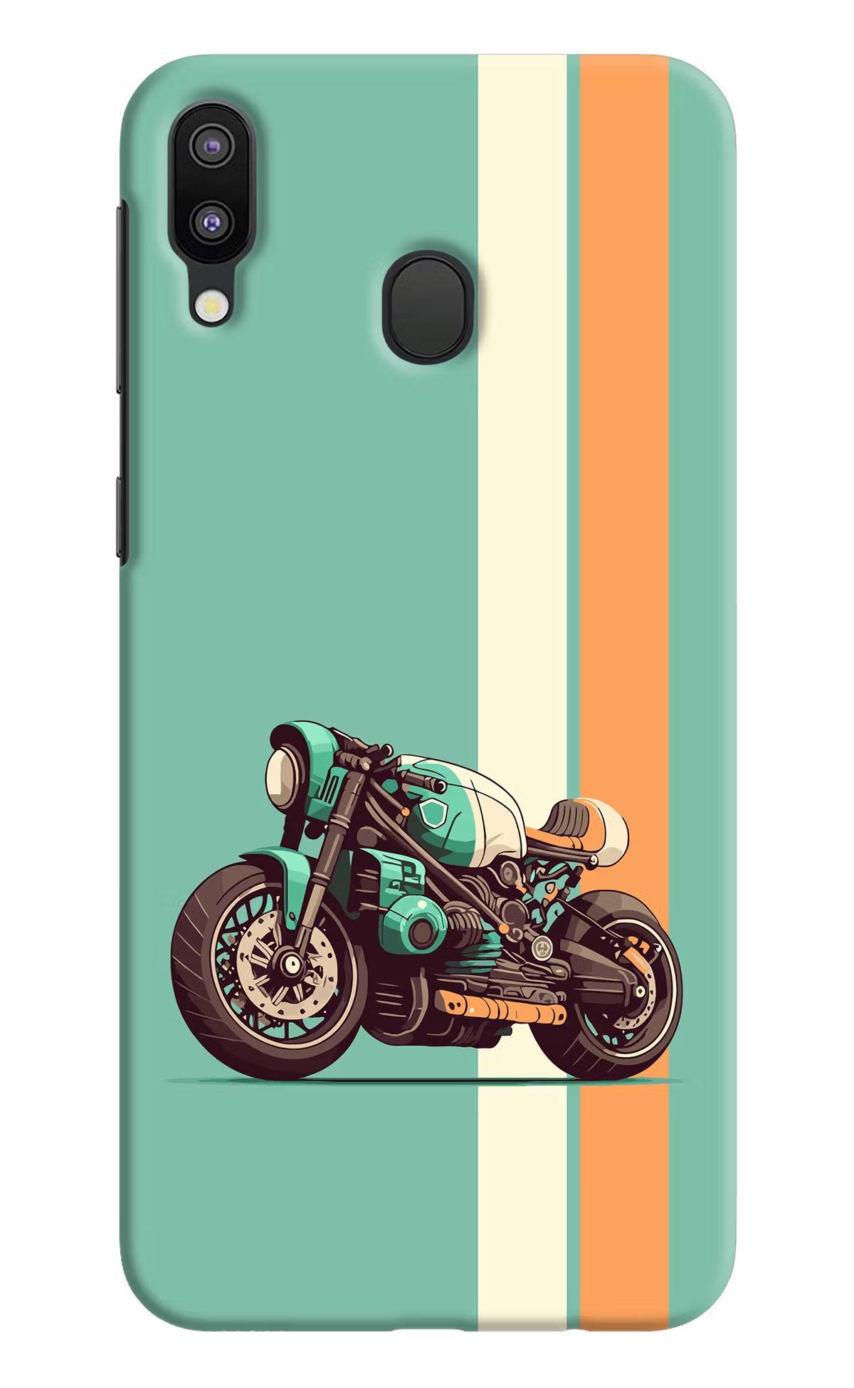 Striped Moto Drift Samsung M20 Hard Case Back Cover by Casekaro