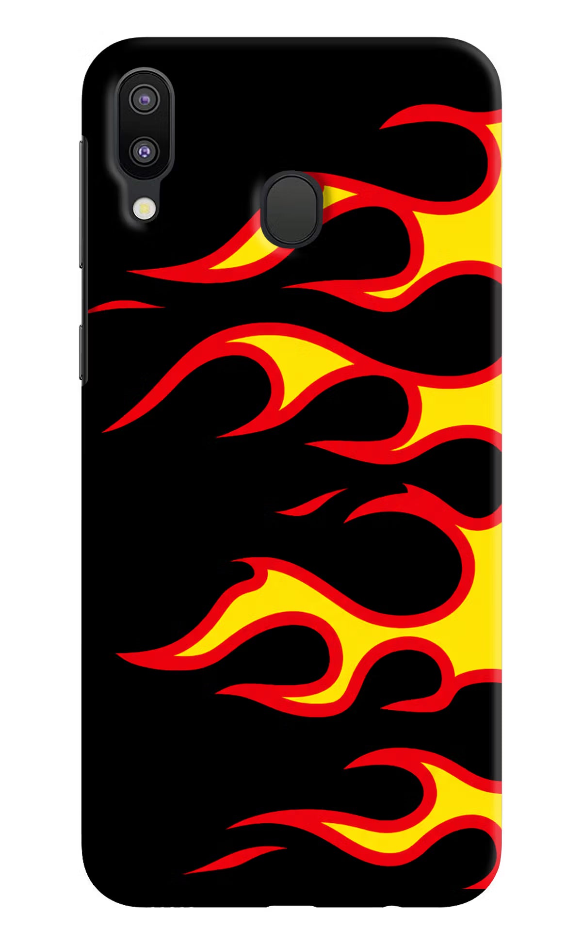 Side Sweep Flames Samsung M20 Hard Case Back Cover by Casekaro