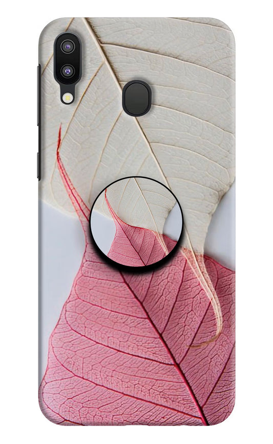 White Pink Leaf Samsung M20 Pop Case by Casekaro