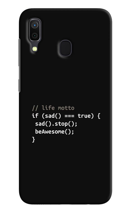 Life Motto Code Samsung A30 Hard Case Back Cover by Casekaro