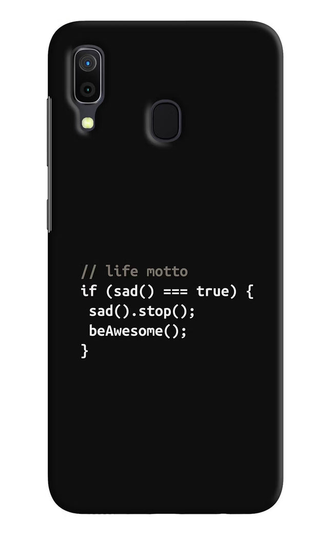 Life Motto Code Samsung A30 Hard Case Back Cover by Casekaro
