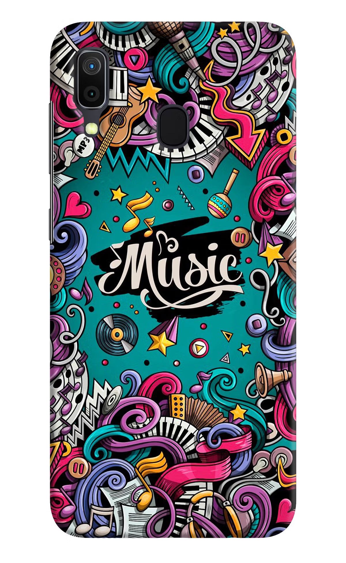 Music Graffiti Samsung A30 Hard Case Back Cover by Casekaro