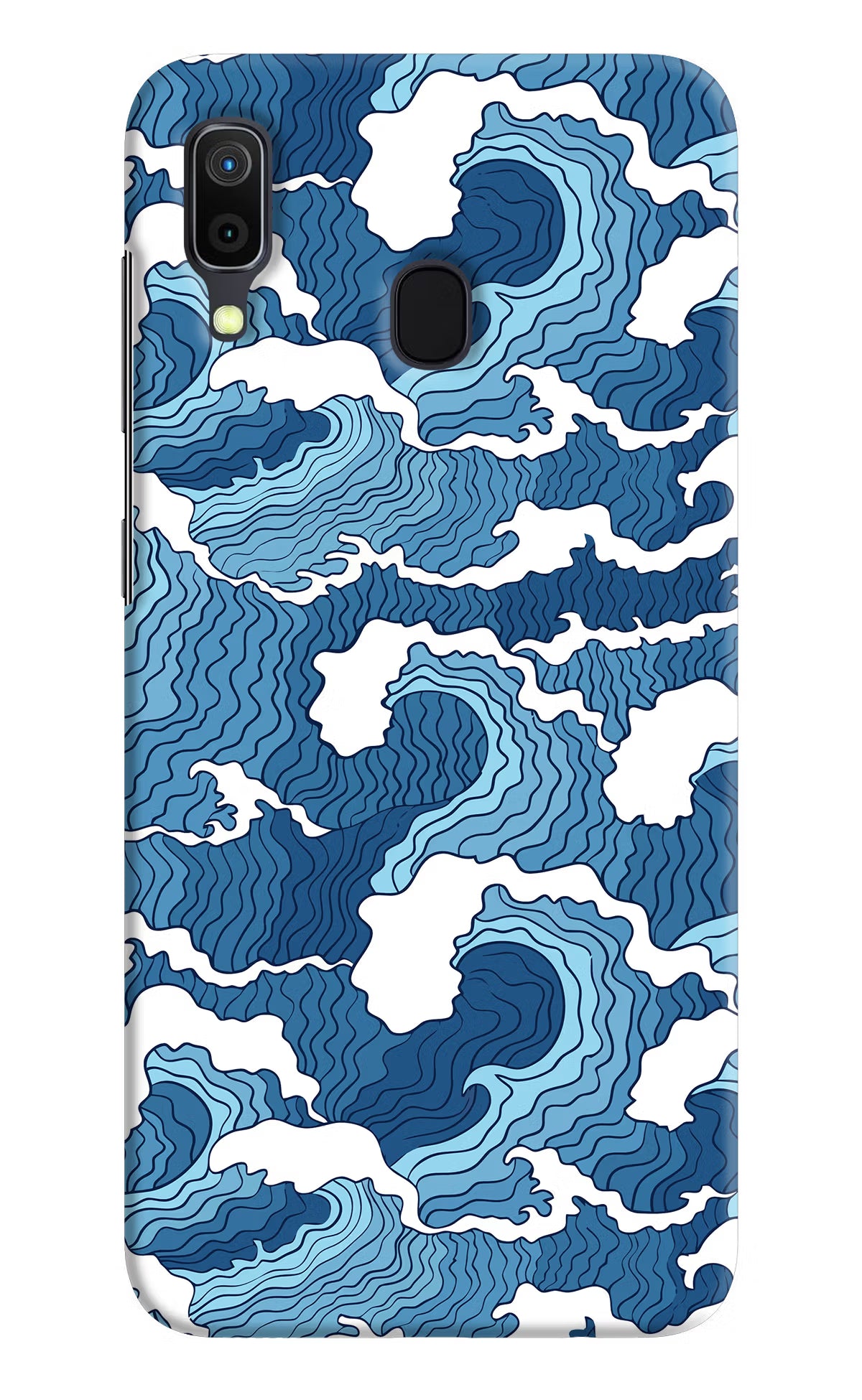 Blue Waves Samsung A30 Hard Case Back Cover by Casekaro