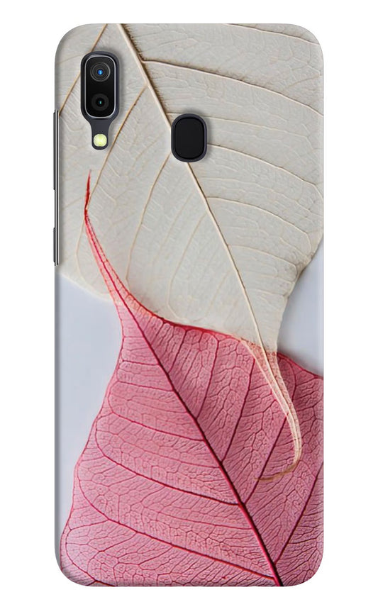 White Pink Leaf Samsung A30 Hard Case Back Cover by Casekaro