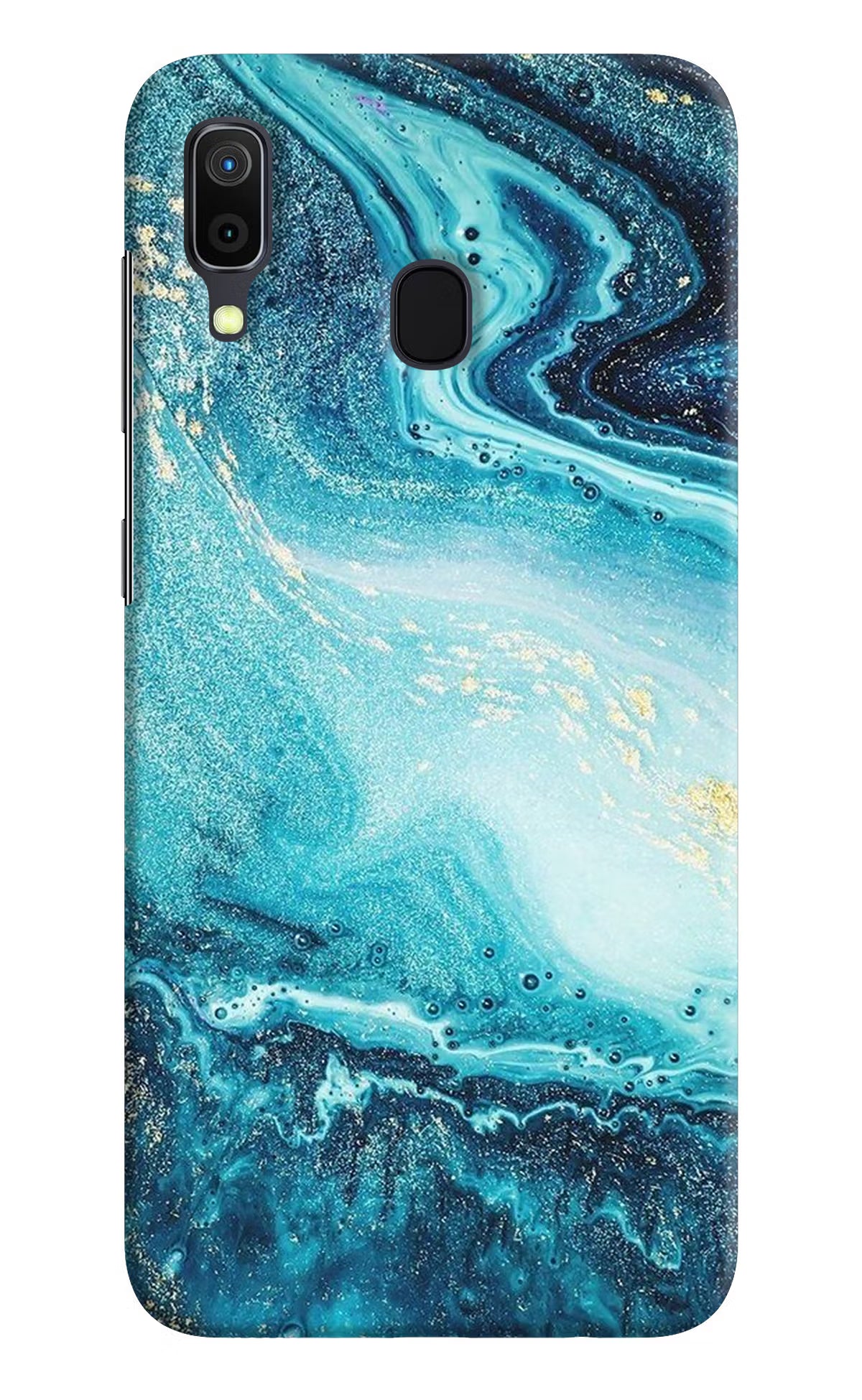 Blue Glitter Marble Samsung A30 Hard Case Back Cover by Casekaro