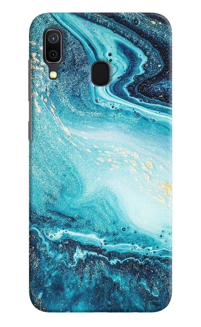 Blue Glitter Marble Samsung A30 Hard Case Back Cover by Casekaro