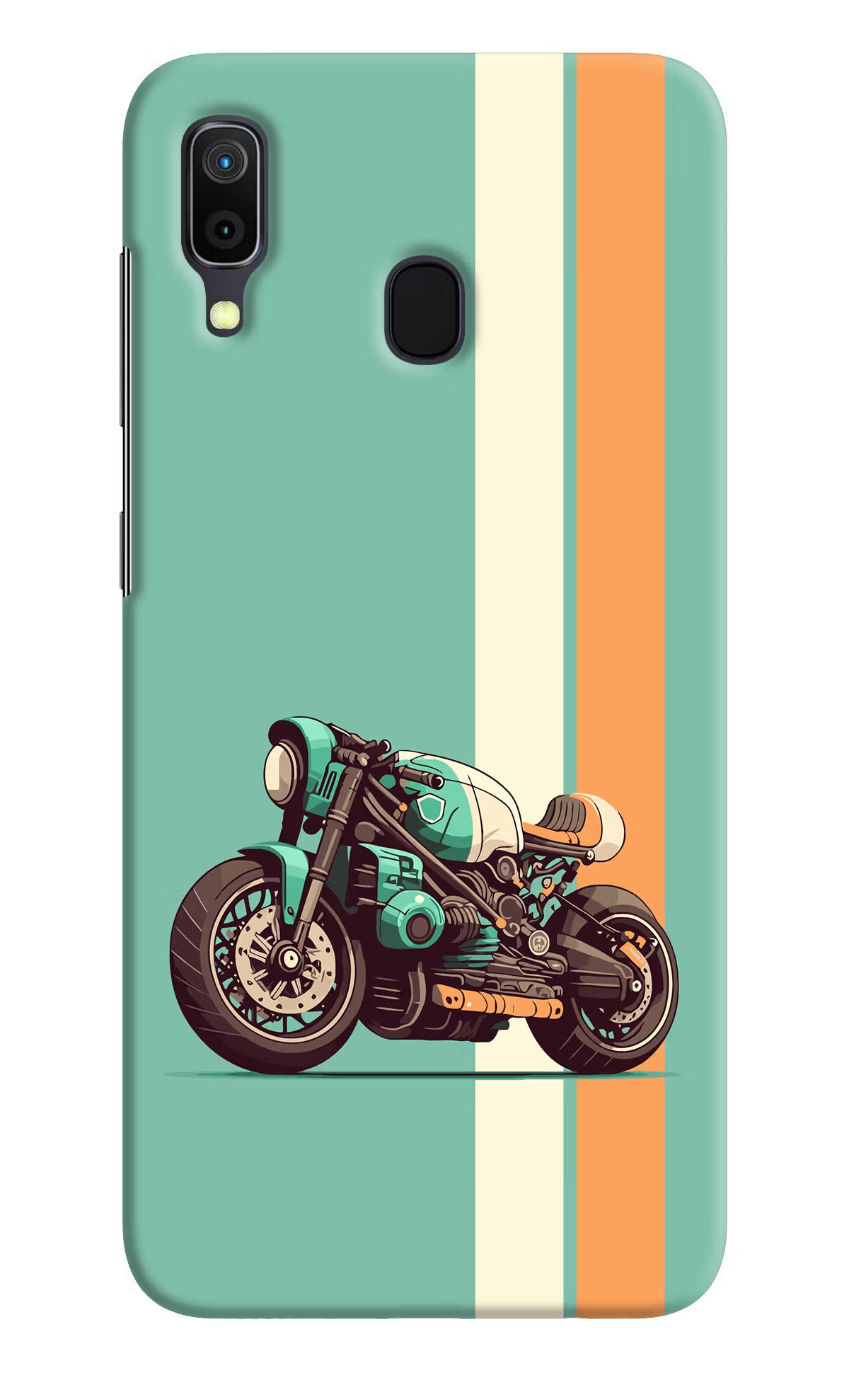 Striped Moto Drift Samsung A30 Hard Case Back Cover by Casekaro