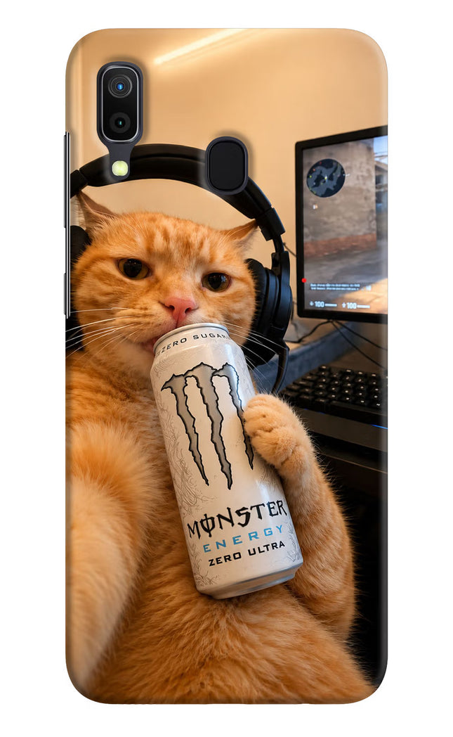 Gamer Cat Energy Samsung A30 Hard Case Back Cover by Casekaro