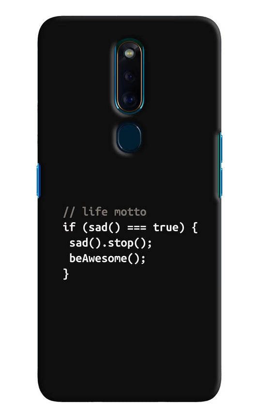 Life Motto Code Oppo F11 Pro Hard Case Back Cover by Casekaro