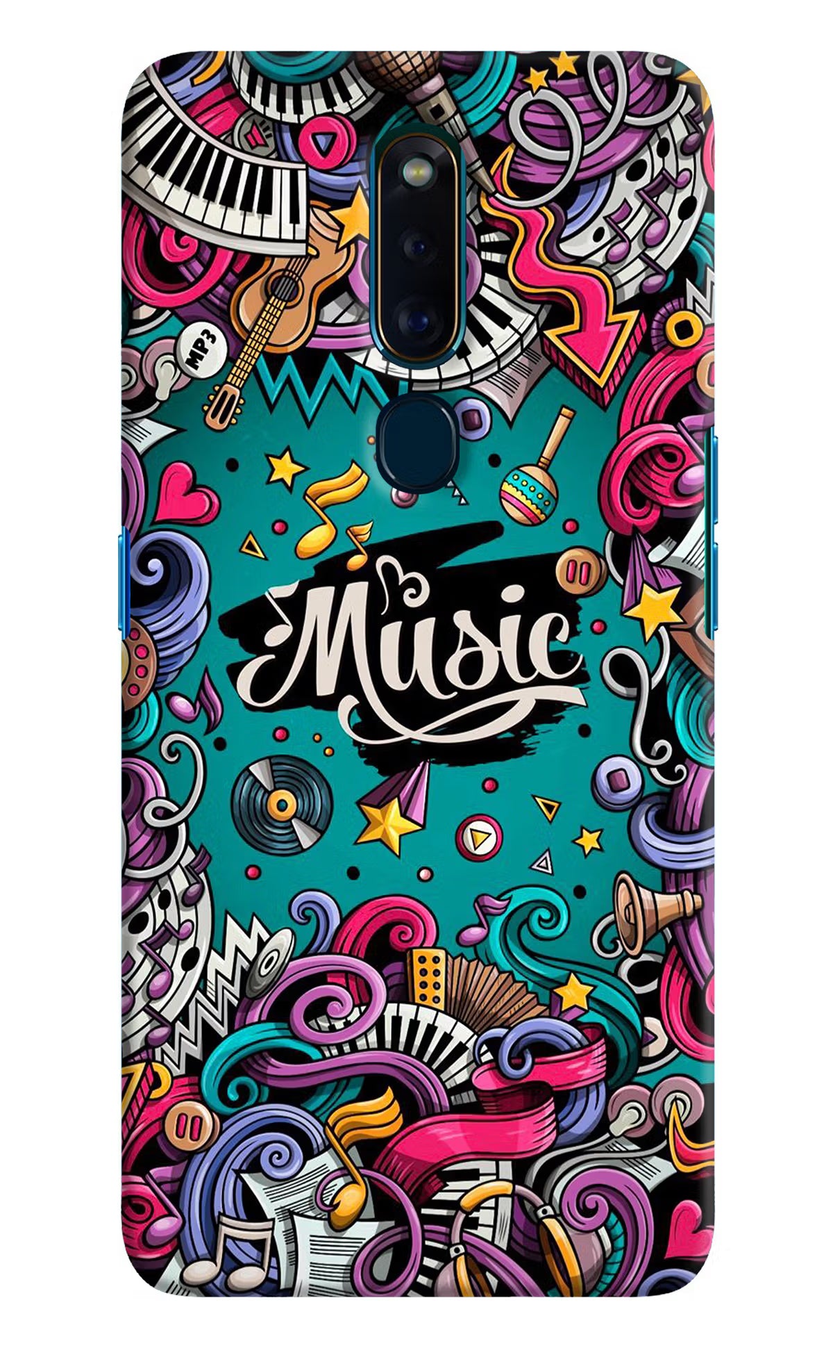 Music Graffiti Oppo F11 Pro Hard Case Back Cover by Casekaro