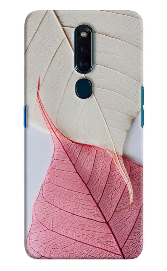 White Pink Leaf Oppo F11 Pro Hard Case Back Cover by Casekaro