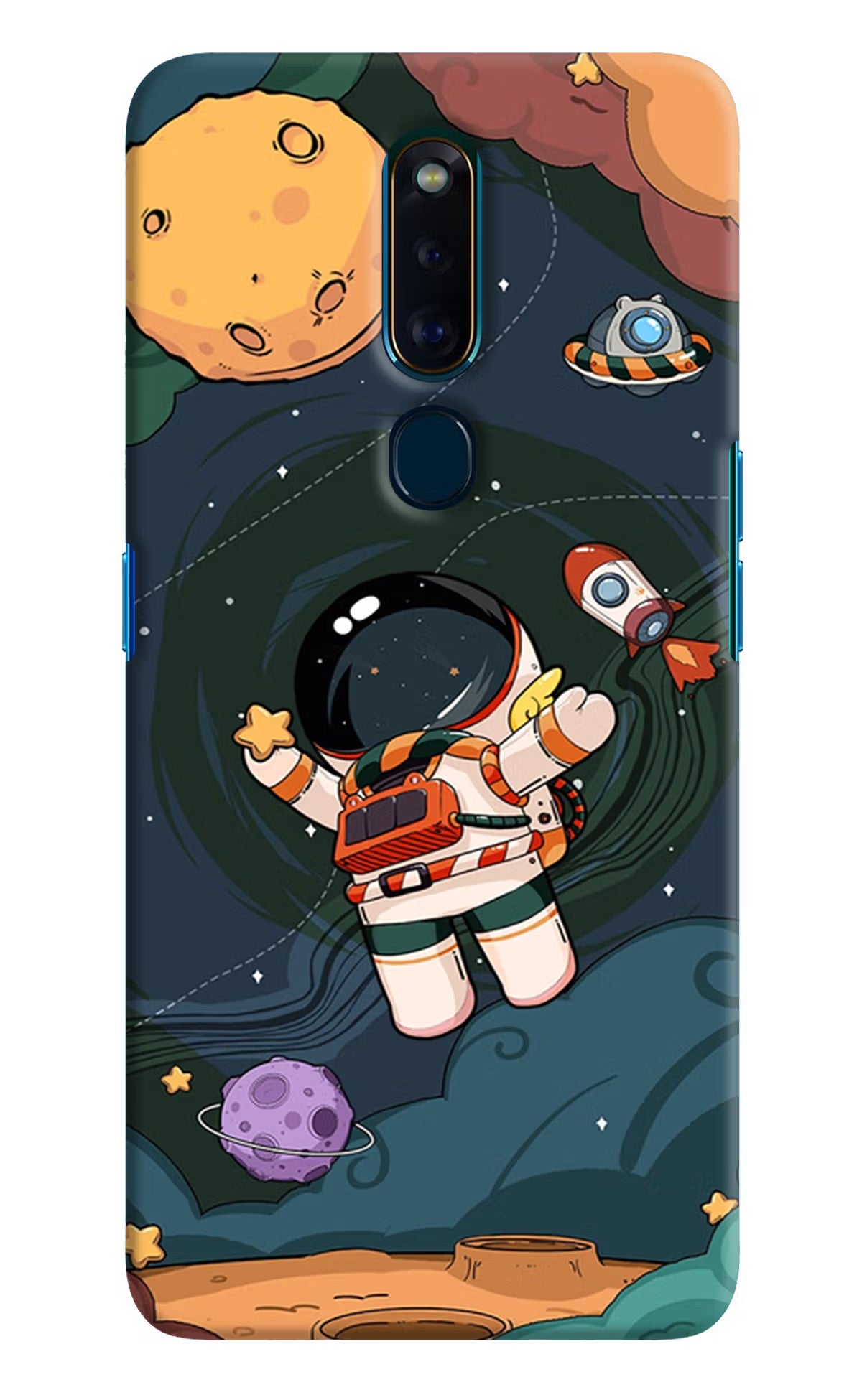Cartoon Astronaut Oppo F11 Pro Hard Case Back Cover by Casekaro
