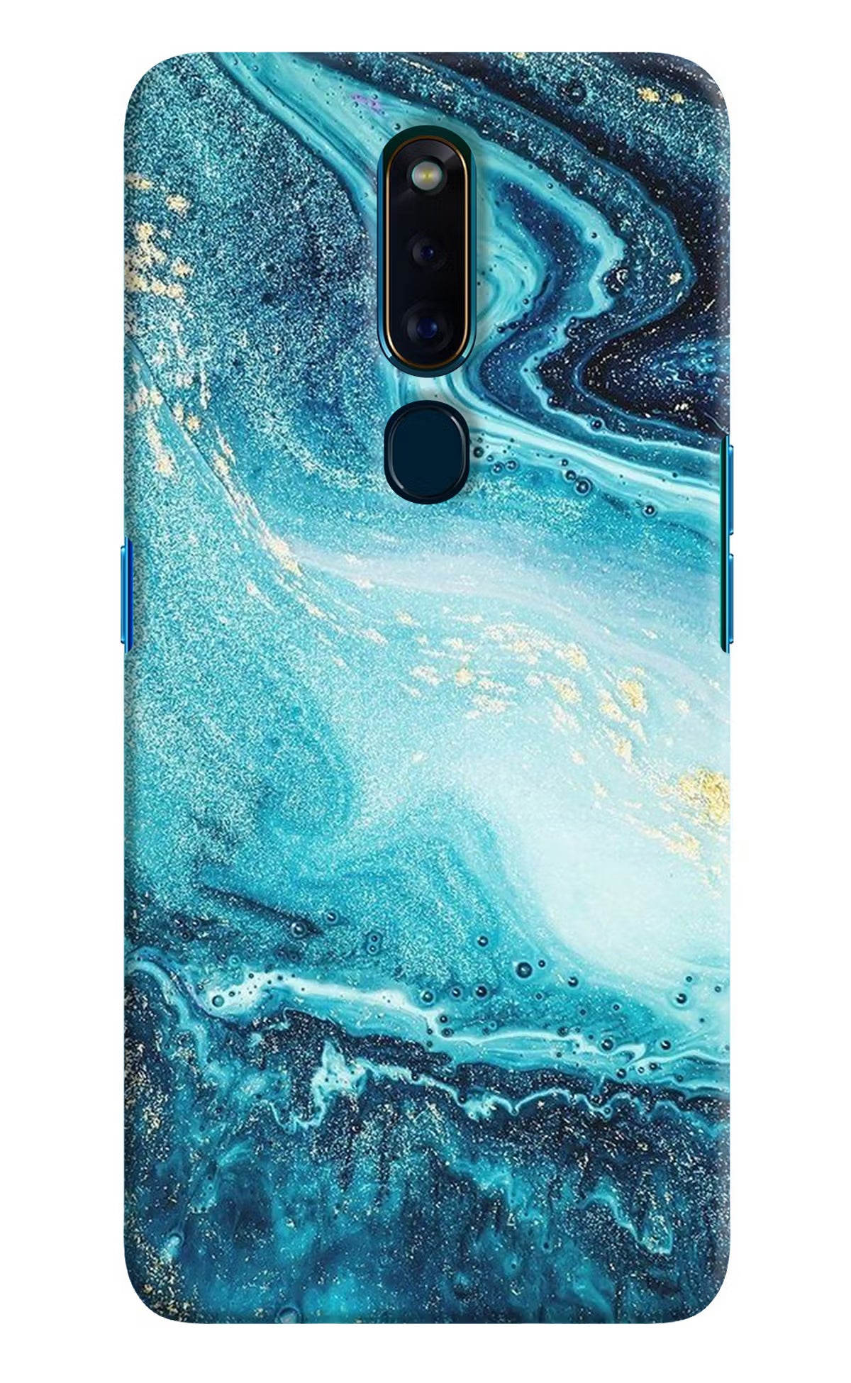 Blue Glitter Marble Oppo F11 Pro Hard Case Back Cover by Casekaro