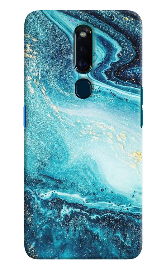 Blue Glitter Marble Oppo F11 Pro Hard Case Back Cover by Casekaro