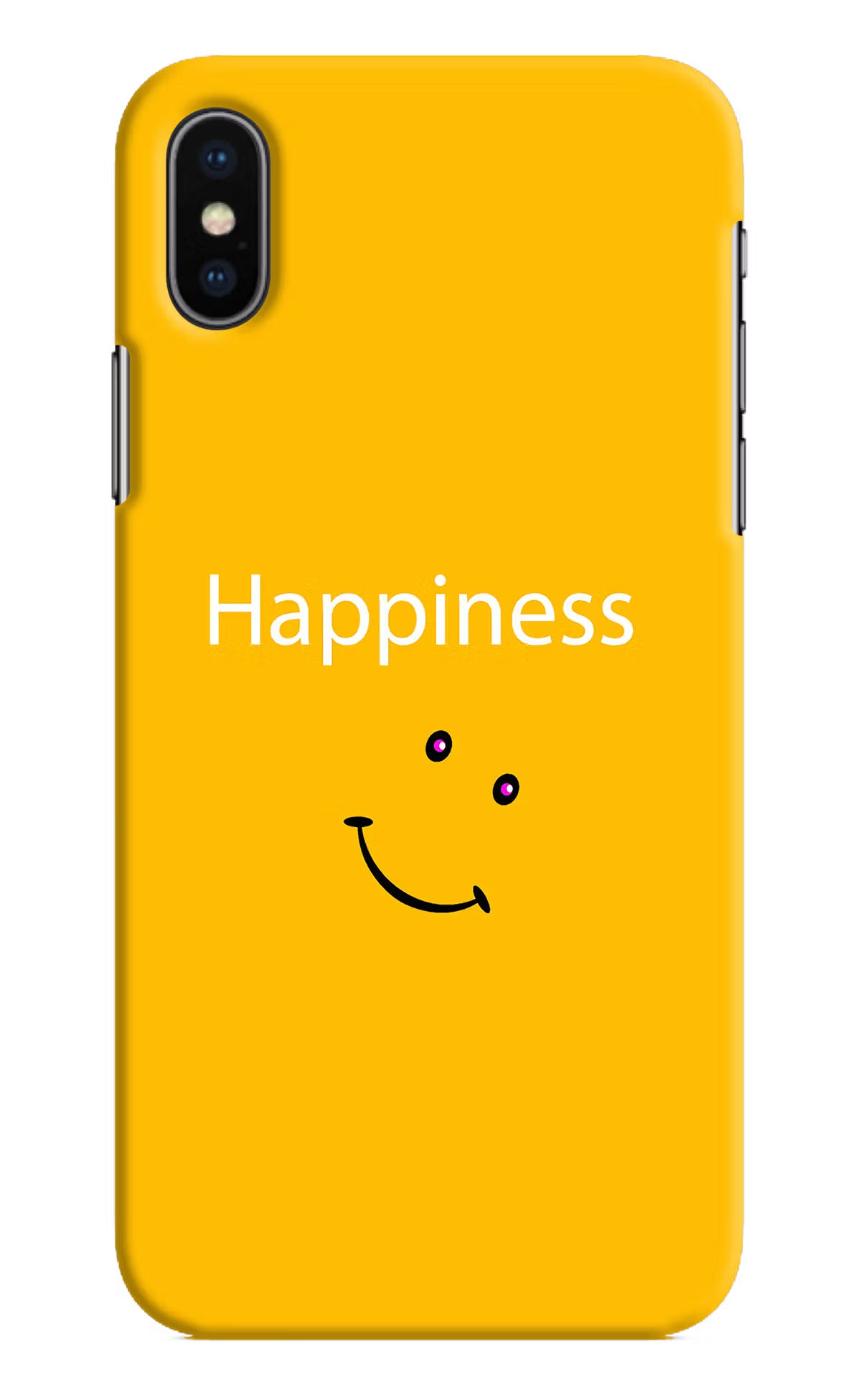 Happiness With Smiley iPhone XS Hard Case Back Cover by Casekaro