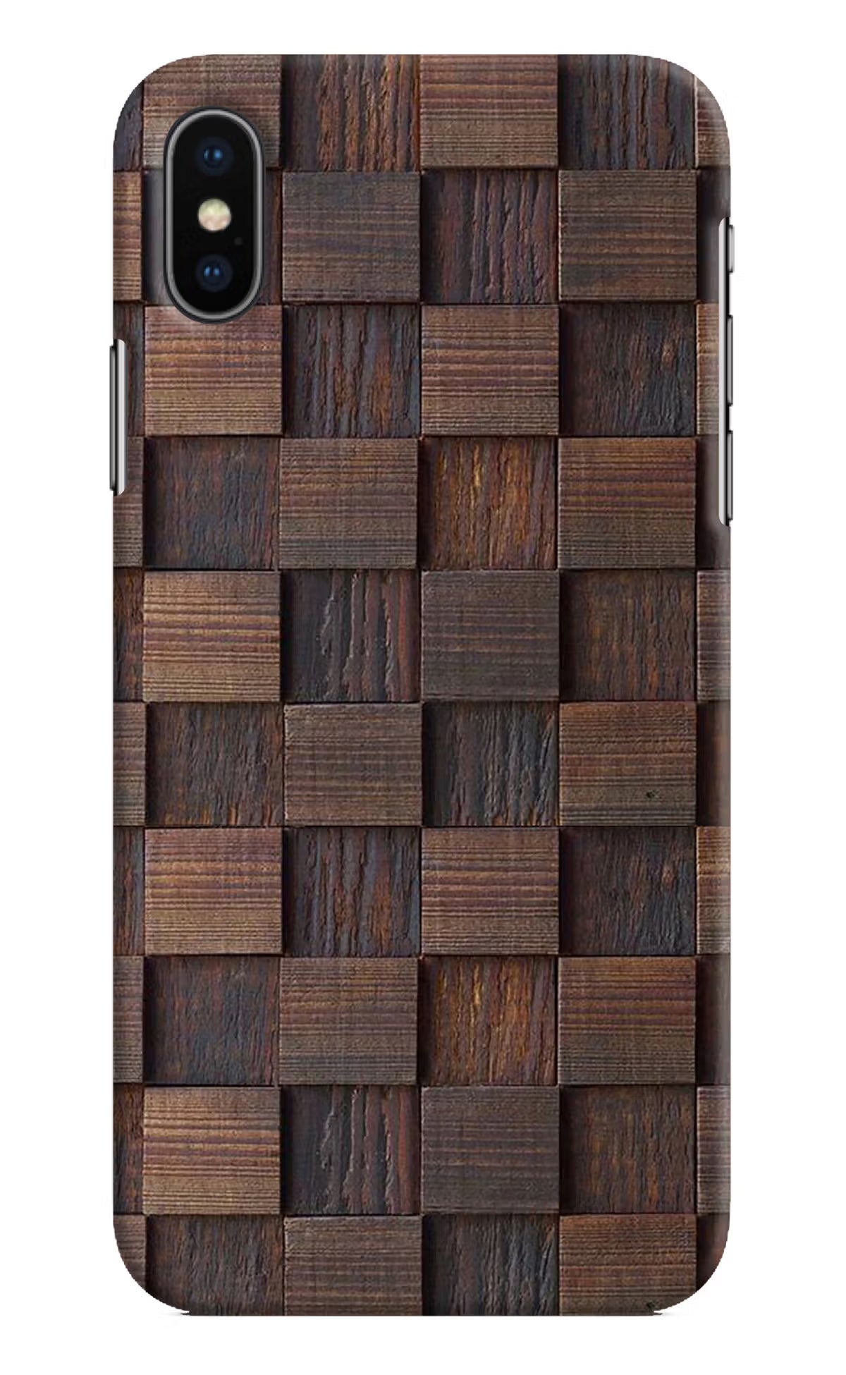 Wooden Cube Design iPhone XS Hard Case Back Cover by Casekaro