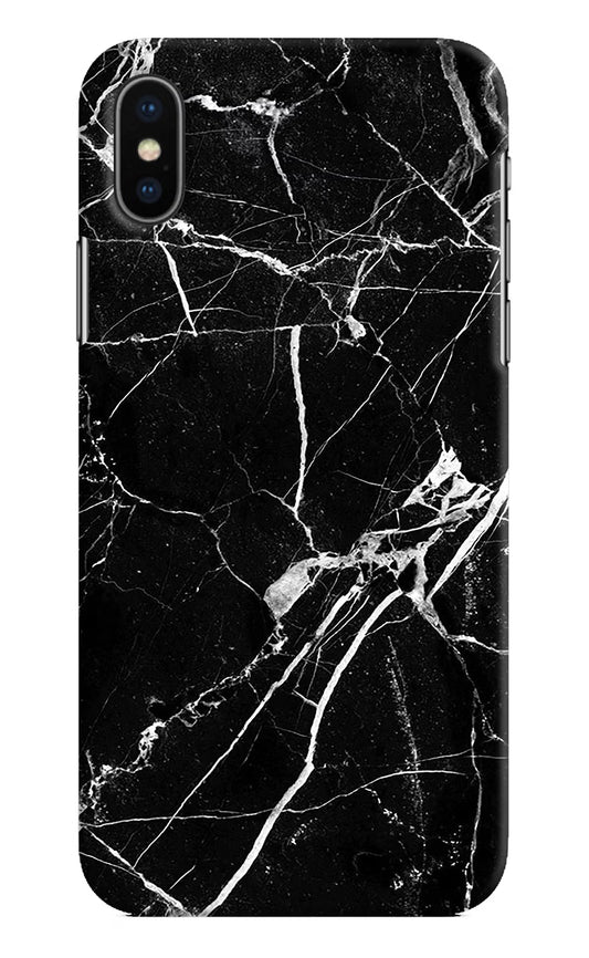 Black Marble Pattern iPhone XS Hard Case Back Cover by Casekaro