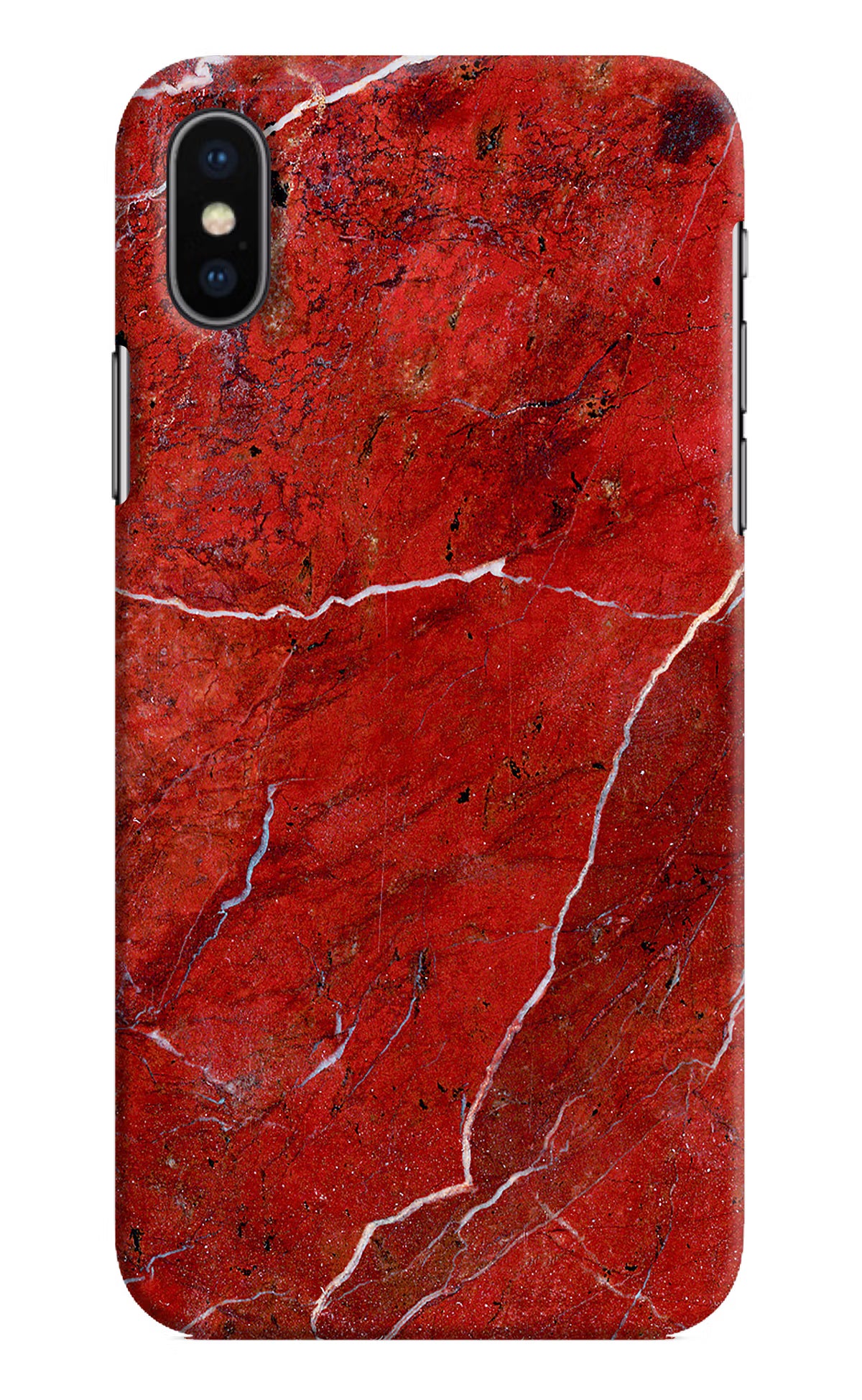 Red Marble Design iPhone XS Hard Case Back Cover by Casekaro