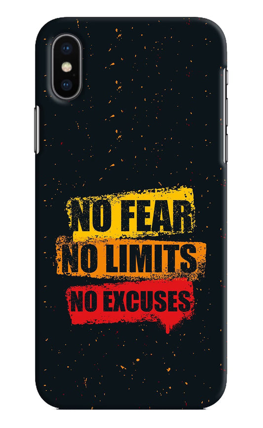No Fear No Limits No Excuse iPhone XS Hard Case Back Cover by Casekaro