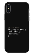 Life Motto Code iPhone XS Hard Case Back Cover by Casekaro