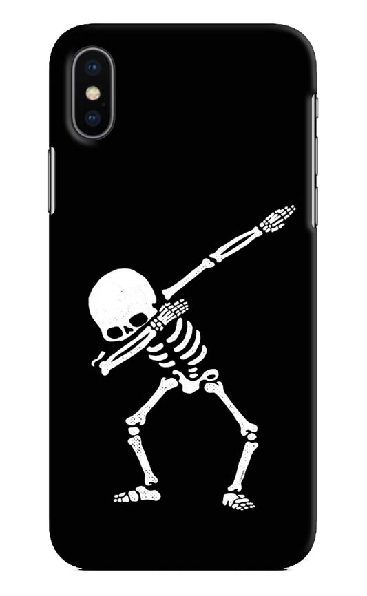 Dabbing Skeleton Art iPhone XS Hard Case Back Cover by Casekaro